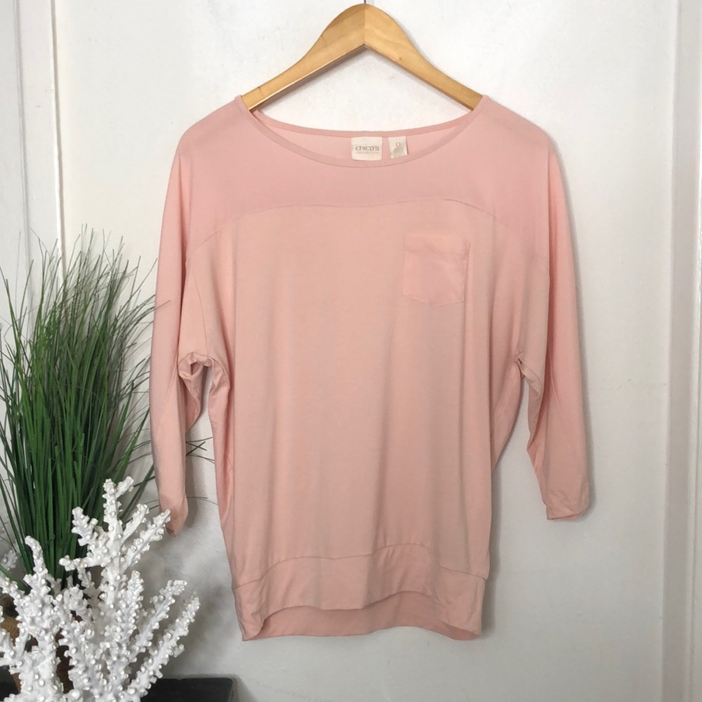 CHICO’S Collection Pink Stretch Knit Blouse‎ Top
